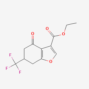 molecular formula C12H11F3O4 B11794831 Ethyl 4-oxo-6-(trifluoromethyl)-4,5,6,7-tetrahydrobenzofuran-3-carboxylate 