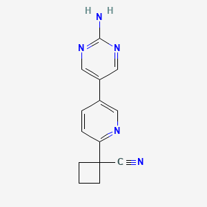 molecular formula C14H13N5 B11794852 1-(5-(2-Aminopyrimidin-5-yl)pyridin-2-yl)cyclobutanecarbonitrile 