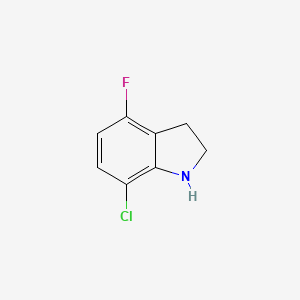 molecular formula C8H7ClFN B11794894 7-Chloro-4-fluoroindoline 