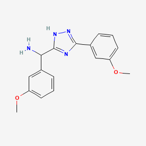 molecular formula C17H18N4O2 B11794908 (3-Methoxyphenyl)(5-(3-methoxyphenyl)-1H-1,2,4-triazol-3-yl)methanamine 