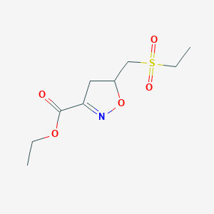 molecular formula C9H15NO5S B11795001 Ethyl 5-((ethylsulfonyl)methyl)-4,5-dihydroisoxazole-3-carboxylate 