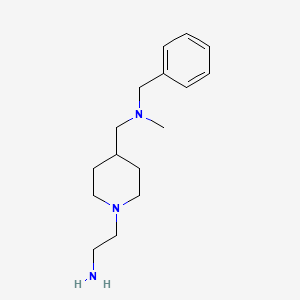 molecular formula C16H27N3 B11795056 2-{4-[(Benzyl-methyl-amino)-methyl]-piperidin-1-yl}-ethylamine 