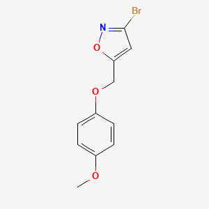 molecular formula C11H10BrNO3 B11795077 3-Bromo-5-((4-methoxyphenoxy)methyl)isoxazole 