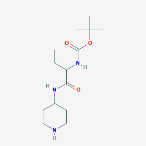 molecular formula C14H27N3O3 B11795122 tert-Butyl (1-oxo-1-(piperidin-4-ylamino)butan-2-yl)carbamate 