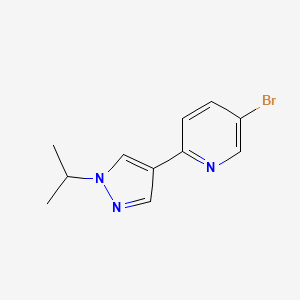molecular formula C11H12BrN3 B11795244 5-Bromo-2-(1-isopropyl-1H-pyrazol-4-yl)pyridine 