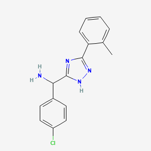 molecular formula C16H15ClN4 B11795336 (4-Chlorophenyl)(5-(o-tolyl)-1H-1,2,4-triazol-3-yl)methanamine 