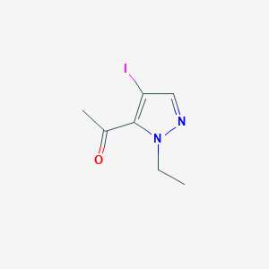 molecular formula C7H9IN2O B11795349 1-(1-Ethyl-4-iodo-1H-pyrazol-5-yl)ethanone 
