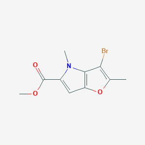 molecular formula C10H10BrNO3 B11795350 Methyl 3-bromo-2,4-dimethyl-4H-furo[3,2-b]pyrrole-5-carboxylate 
