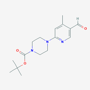 molecular formula C16H23N3O3 B11795374 tert-Butyl 4-(5-formyl-4-methylpyridin-2-yl)piperazine-1-carboxylate 