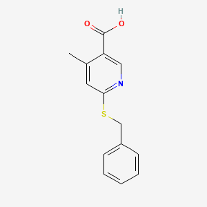 molecular formula C14H13NO2S B11795389 6-(Benzylthio)-4-methylnicotinic acid 