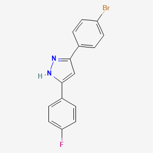 molecular formula C15H10BrFN2 B11795395 3-(4-Bromophenyl)-5-(4-fluorophenyl)-1H-pyrazole 