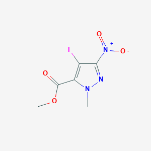 molecular formula C6H6IN3O4 B11795426 Methyl 4-iodo-1-methyl-3-nitro-1H-pyrazole-5-carboxylate 