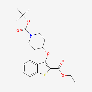 molecular formula C21H27NO5S B11795440 tert-Butyl 4-((2-(ethoxycarbonyl)benzo[b]thiophen-3-yl)oxy)piperidine-1-carboxylate 
