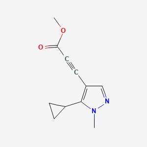 molecular formula C11H12N2O2 B11795485 Methyl 3-(5-cyclopropyl-1-methyl-1H-pyrazol-4-yl)propiolate 
