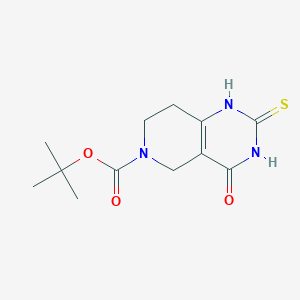 molecular formula C12H17N3O3S B11795533 tert-Butyl 4-hydroxy-2-mercapto-7,8-dihydropyrido[4,3-d]pyrimidine-6(5H)-carboxylate 