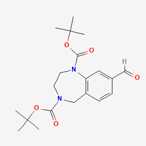 molecular formula C20H28N2O5 B11795680 DI-Tert-butyl 8-formyl-2,3-dihydro-1H-benzo[E][1,4]diazepine-1,4(5H)-dicarboxylate 