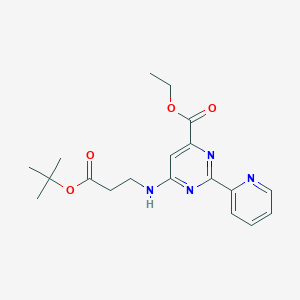 molecular formula C19H24N4O4 B11795681 Ethyl 6-((3-(tert-butoxy)-3-oxopropyl)amino)-2-(pyridin-2-YL)pyrimidine-4-carboxylate 