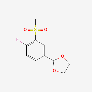 molecular formula C10H11FO4S B11795799 2-[4-Fluoro-3-(methylsulfonyl)phenyl]-1,3-dioxolane 