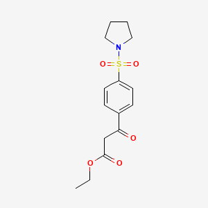 molecular formula C15H19NO5S B11795913 Ethyl 3-oxo-3-(4-(pyrrolidin-1-ylsulfonyl)phenyl)propanoate 