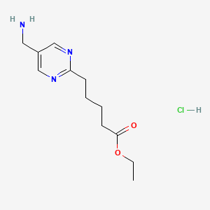 molecular formula C12H20ClN3O2 B11795942 Ethyl 5-(5-(aminomethyl)pyrimidin-2-yl)pentanoate hydrochloride CAS No. 1447606-49-6