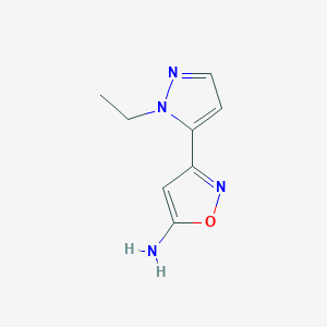 molecular formula C8H10N4O B11796020 3-(1-Ethyl-1H-pyrazol-5-yl)isoxazol-5-amine 