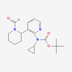 molecular formula C19H27N3O3 B11796114 tert-Butyl cyclopropyl(3-(1-formylpiperidin-2-yl)pyridin-2-yl)carbamate 