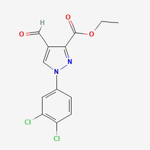 molecular formula C13H10Cl2N2O3 B11796127 Ethyl 1-(3,4-dichlorophenyl)-4-formyl-1H-pyrazole-3-carboxylate 