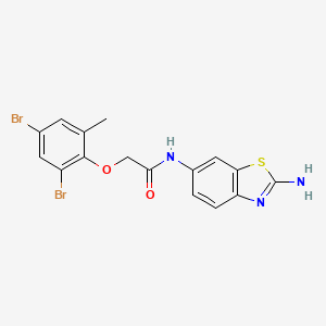 molecular formula C16H13Br2N3O2S B11796237 N-(2-Aminobenzo[d]thiazol-6-yl)-2-(2,4-dibromo-6-methylphenoxy)acetamide 