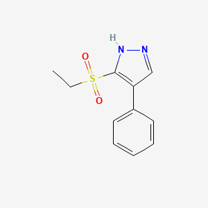 molecular formula C11H12N2O2S B11796250 3-(Ethylsulfonyl)-4-phenyl-1H-pyrazole 
