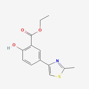 molecular formula C13H13NO3S B11796318 Ethyl 2-hydroxy-5-(2-methylthiazol-4-yl)benzoate 