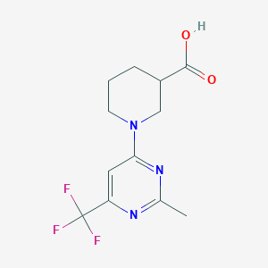 molecular formula C12H14F3N3O2 B11796367 1-(2-Methyl-6-(trifluoromethyl)pyrimidin-4-yl)piperidine-3-carboxylic acid 