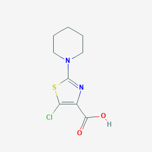 molecular formula C9H11ClN2O2S B11796456 5-Chloro-2-(piperidin-1-yl)thiazole-4-carboxylic acid 