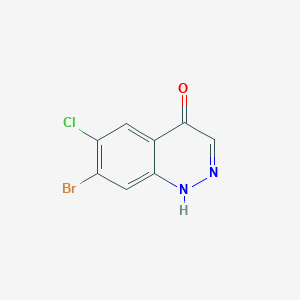 molecular formula C8H4BrClN2O B11796563 7-Bromo-6-chlorocinnolin-4-ol 