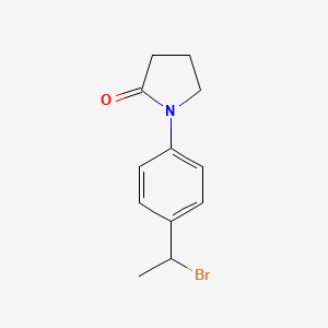 molecular formula C12H14BrNO B11796599 1-(4-(1-Bromoethyl)phenyl)pyrrolidin-2-one 