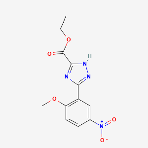 molecular formula C12H12N4O5 B11796614 Ethyl3-(2-methoxy-5-nitrophenyl)-1H-1,2,4-triazole-5-carboxylate 