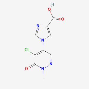molecular formula C9H7ClN4O3 B11796658 1-(5-Chloro-1-methyl-6-oxo-1,6-dihydropyridazin-4-yl)-1H-imidazole-4-carboxylic acid 