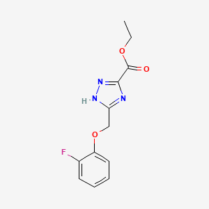 molecular formula C12H12FN3O3 B11796672 Ethyl 3-((2-fluorophenoxy)methyl)-1H-1,2,4-triazole-5-carboxylate 