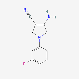 molecular formula C11H10FN3 B11796690 4-Amino-1-(3-fluorophenyl)-2,5-dihydro-1H-pyrrole-3-carbonitrile 