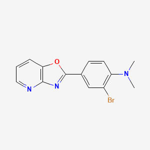 molecular formula C14H12BrN3O B11796726 2-Bromo-N,N-dimethyl-4-(oxazolo[4,5-b]pyridin-2-yl)aniline 