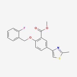 molecular formula C19H16FNO3S B11796727 Methyl 2-((2-fluorobenzyl)oxy)-5-(2-methylthiazol-4-yl)benzoate 