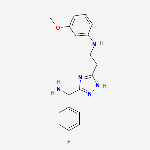 molecular formula C18H20FN5O B11796746 N-(2-(3-(Amino(4-fluorophenyl)methyl)-1H-1,2,4-triazol-5-yl)ethyl)-3-methoxyaniline 
