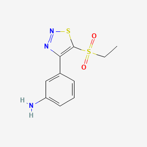 molecular formula C10H11N3O2S2 B11796772 3-(5-(Ethylsulfonyl)-1,2,3-thiadiazol-4-yl)aniline 