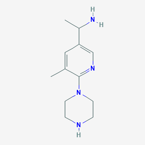 molecular formula C12H20N4 B11796858 1-(5-Methyl-6-(piperazin-1-yl)pyridin-3-yl)ethanamine 