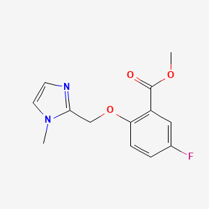 molecular formula C13H13FN2O3 B11796889 Methyl 5-fluoro-2-((1-methyl-1H-imidazol-2-YL)methoxy)benzoate CAS No. 1363404-98-1