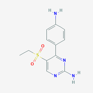 molecular formula C12H14N4O2S B11797027 4-(4-Aminophenyl)-5-(ethylsulfonyl)pyrimidin-2-amine 