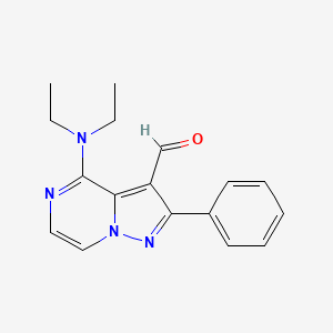 molecular formula C17H18N4O B11797239 4-(Diethylamino)-2-phenylpyrazolo[1,5-a]pyrazine-3-carbaldehyde 