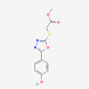 molecular formula C11H10N2O4S B11797259 Methyl 2-((5-(4-hydroxyphenyl)-1,3,4-oxadiazol-2-yl)thio)acetate 