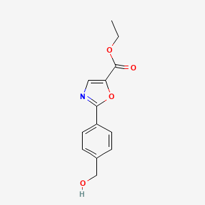 molecular formula C13H13NO4 B11797297 Ethyl 2-(4-(hydroxymethyl)phenyl)oxazole-5-carboxylate 