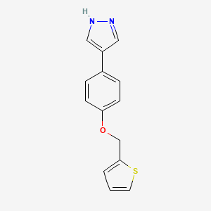 molecular formula C14H12N2OS B11797407 4-(4-(Thiophen-2-ylmethoxy)phenyl)-1H-pyrazole 