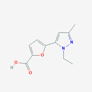 molecular formula C11H12N2O3 B11797425 5-(1-Ethyl-3-methyl-1H-pyrazol-5-yl)furan-2-carboxylic acid 